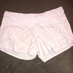 White Lulu Lemon speed up shorts